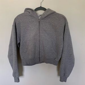 tna cozyfleece cropped boxy zip up - grey